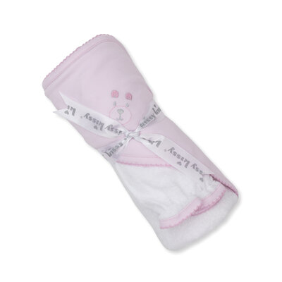 Kissy Kissy Beary Plaid Pink Hooded Towel w/Mitt Set