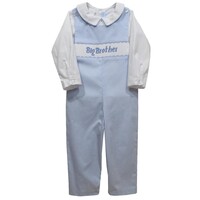 Vive La Fete Big Brother Smocked Light Blue Check Boys Longall