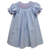 Vive La Fete Big Sister Smocked Light Blue Check SS Dress