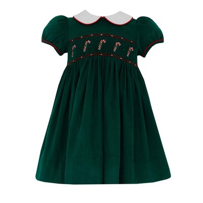 Anavini Candy Cane Green Cord Dress
