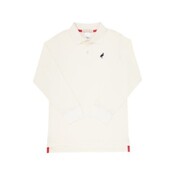 The Beaufort Bonnet Company Palmetto Pearl/Nantucket Navy Prim and Proper LS Polo