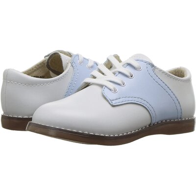 Footmates Cheer White/Lt Blue Saddle Oxfords