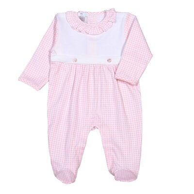 Baby Loren Olivia Pink Gingham Two Button Footie