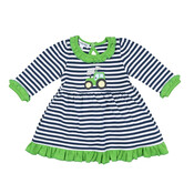 Magnolia Baby Green Tractor Applique Dress Set