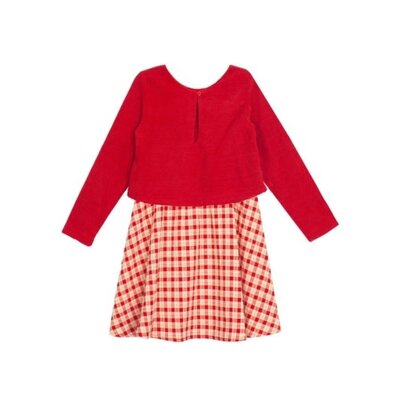 Best of Chums Red Paisley Attached Sweater Chenille Dress