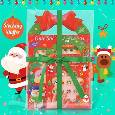 Girl Nation Holly Jolly Cutie Stick-On Earring and Nail Sticker Gift Set