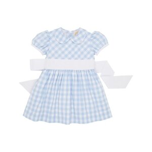 The Beaufort Bonnet Company Beale Street Blue Check/Worth Ave White Cindy Lou Sash Dress