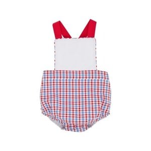 The Beaufort Bonnet Company Provincetown Plaid/Richmond Red Sayre Sunsuit