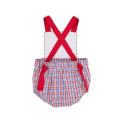 The Beaufort Bonnet Company Provincetown Plaid/Richmond Red Sayre Sunsuit