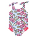 RuffleButts Cheerful Blossoms Tie Shoulder One Piece