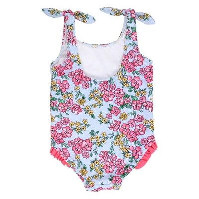 RuffleButts Cheerful Blossoms Tie Shoulder One Piece