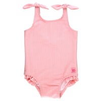 RuffleButts Pink Seersucker Tie Shoulder One Piece