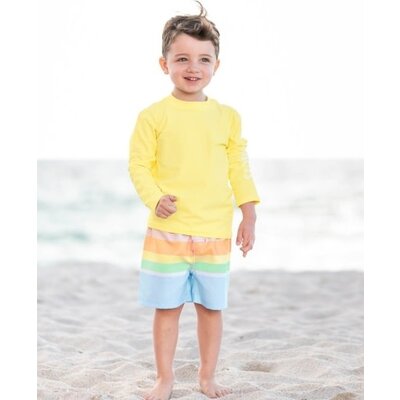 RuffleButts Banana Long Sleeve Logo Rash Guard