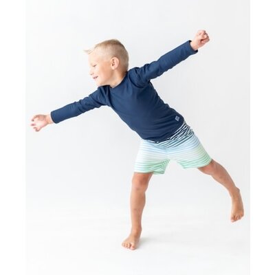 RuffleButts Navy Long Sleeve Rash Guard