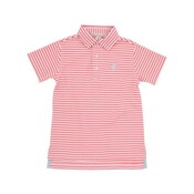 The Beaufort Bonnet Company Parrot Cay Coral Stripe/Buckhead Blue Prim and Proper Polo