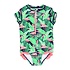 RuffleButts Flamingo Frenzy Girls Short Sleeve Rash Guard One Piece