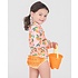 RuffleButts Orange You The Sweetest Long Sleeve Zipper Rash Guard 2-Piece