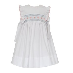 Petit Bebe White Poplin Eloise Sleeveless Dress w/Side Bows