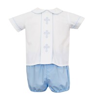 Anavini Crosses Blue Poplin Diaper Set