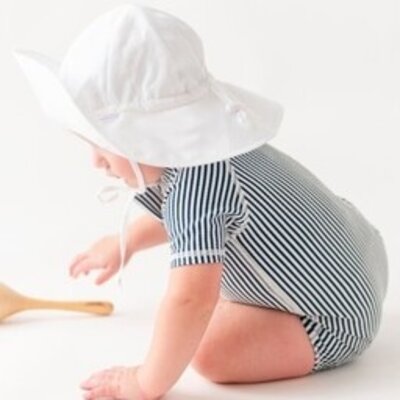 RuffleButts White Kids Sun Protective Hat