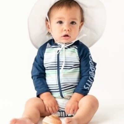 RuffleButts White Kids Sun Protective Hat