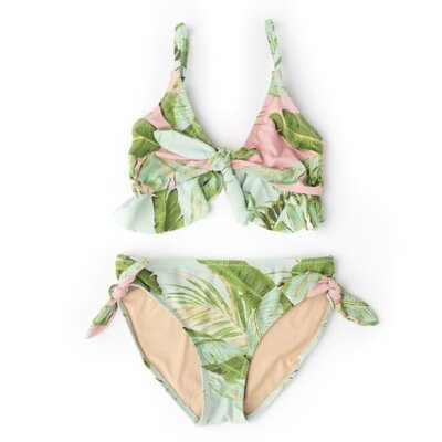 Shade Critters Pink Cabana Palms Shimmer Ruffle Bikini