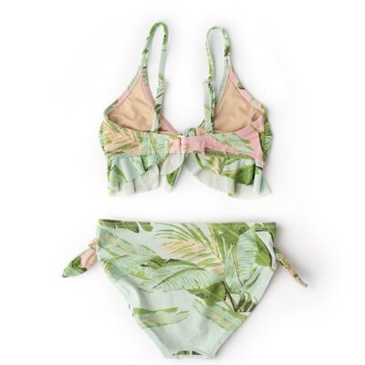 Shade Critters Pink Cabana Palms Shimmer Ruffle Bikini