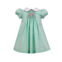 Anavini Butterflies Green Mini Gingham Float Dress