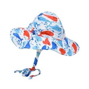 Flap Happy Splish Splash Whale Blue Floppy Sunhat UPF50