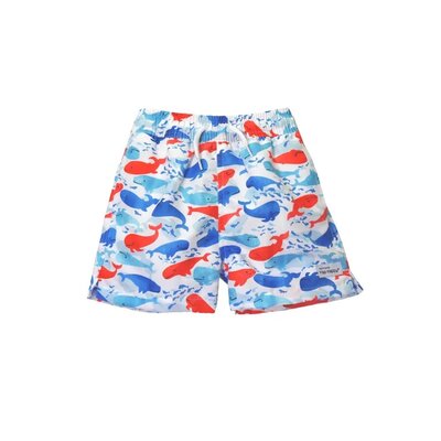 Flap Happy Splish Splash Whale Blue Wesley Swim Trunk UPF50