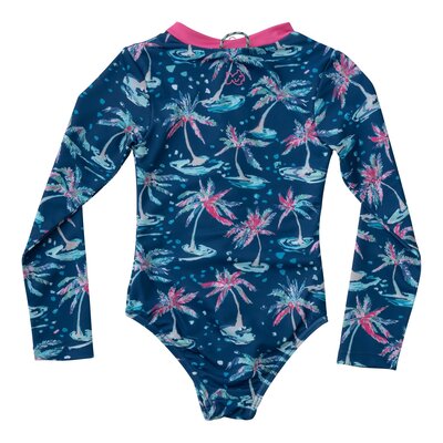 Prodoh Dark Blue Palm Print Surf & Turf One Piece Suit