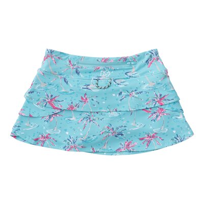 Prodoh Pool Blue Palm Print Starboard Swing Skort