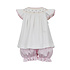 Petit Bebe Kate White Knit Sleeveless Bishop Bloomer Set w/ Pink Smocking