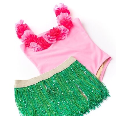 Shade Critters Pink Hula Lei 1PC & Fringe Skirt