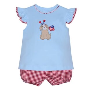 Remember Nguyen Patriotic Dog Blue Madison Girl Bloomer Set