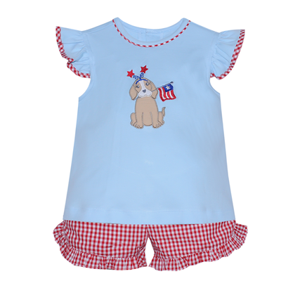 Remember Nguyen Patriotic Dog Blue Madison Girl Short Set