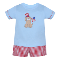 Remember Nguyen Patriotic Dog Blue Madison Boy Short Set