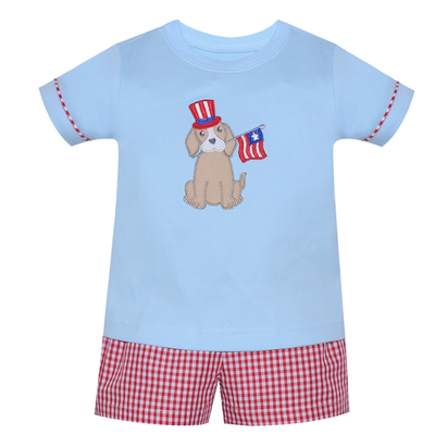 Remember Nguyen Patriotic Dog Blue Madison Boy Short Set