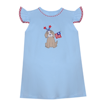 Remember Nguyen Patriotic Dog Blue Gemma Dress