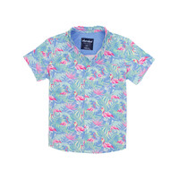 Properly Tied Floral Flamingo Shordees Summer Shirt