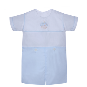 Baby Sen Birthday Cupcake Blue Cash Button on Suit