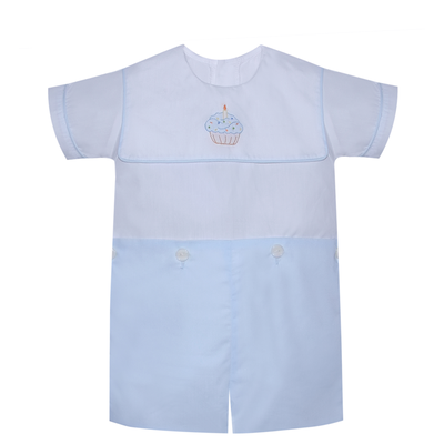 Baby Sen Birthday Cupcake Blue Cash Button on Suit