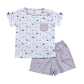 Baby Loren Blue Crabs and Stars Pima Short Set