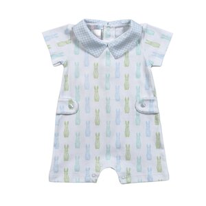 Baby Loren Easter Bunnies Pima Romper Blue