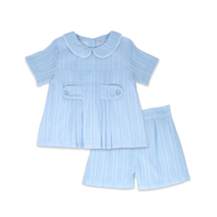 Lullaby Set Andrew Short Set Blue Linen