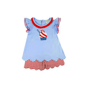 Ishtex Textile Products, Inc Patriotic Girl's Shorts Set