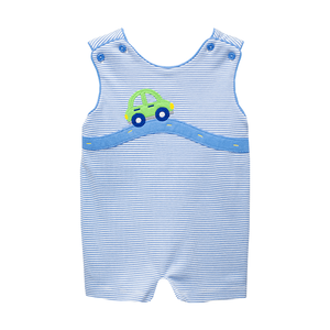 Zuccini Car Ashton Periwinkle Bitty Stripe Knit Shortall