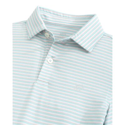 Southern Tide Ryder Halls Stripe Heather Performance Polo Heather Wake Blue