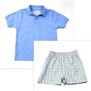 Funtasia, Too Blue Polo w/Pastel Plaid Shorts