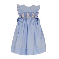 Anavini Bunny Blue Gingham Sleeveless Dress w/ Side Bows